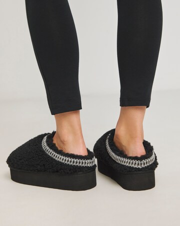 Elvira Borg Stitch Detail Flatform Slippers Wide E Fit