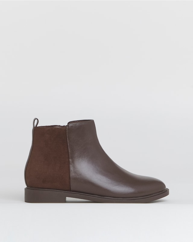 Ruth Classic Mixed Material Ankle Boot - Wide Fit (E)
