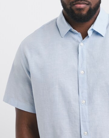 Jack & Jones Breeze Short Sleeve Linen Shirt - Blue