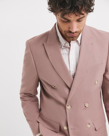 Linen Blend Double Breasted Suit Jacket