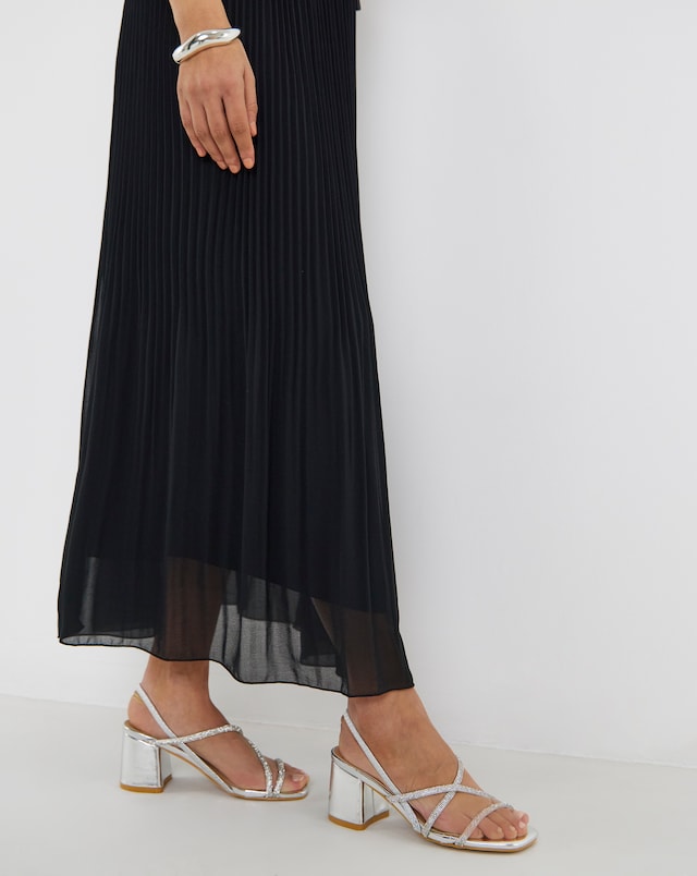 Canberra Strappy Diamante Low Block Heels - Extra Wide Fit (EEE)