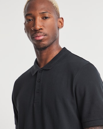 Pure Cotton Pique Polo Long Length- Black