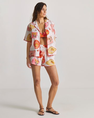 Figleaves Sticker Print Beach Shirt and Short Co-Ord Set