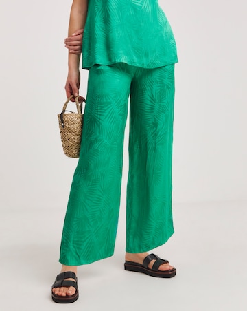 Jacquard Pull On Wide Leg Trousers