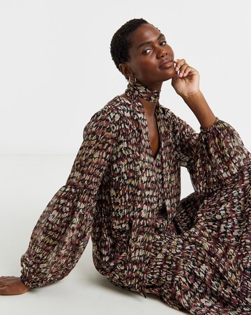 Tie Neck Georgette Maxi Dress