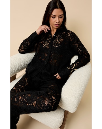 Little Mistress Black Lace Shirt