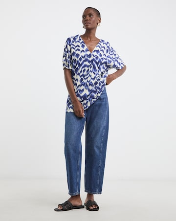Printed Textured Crinkle Tunic Top