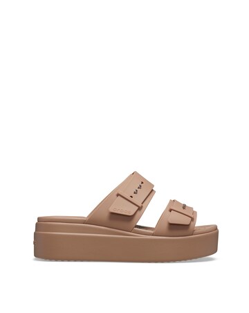 Crocs Latte Brooklyn Low Wedge Slider Sandals