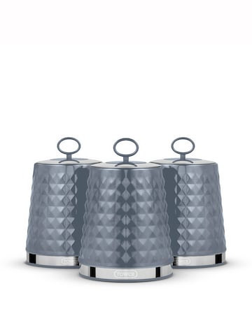 Tower Solitaire Set Of 3 Canisters - Grey