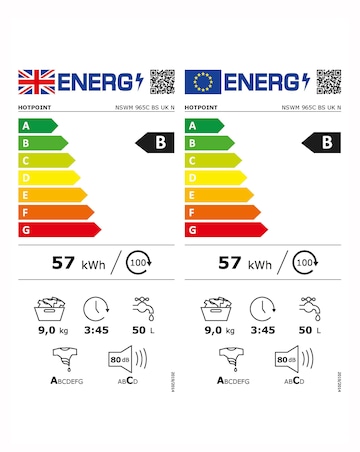 Hotpoint NSWM965CBSUKN, 9kg, 1600rpm Washing Machine - Black + install