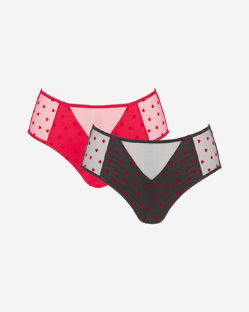 Pretty Secrets (2 Pack) Hannah Heart Full Brief Knickers Red/Black