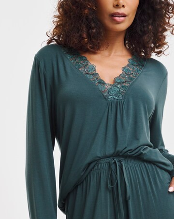 Cyberjammies Ann Lace Detail Jersey Pyjama Set Dark Green