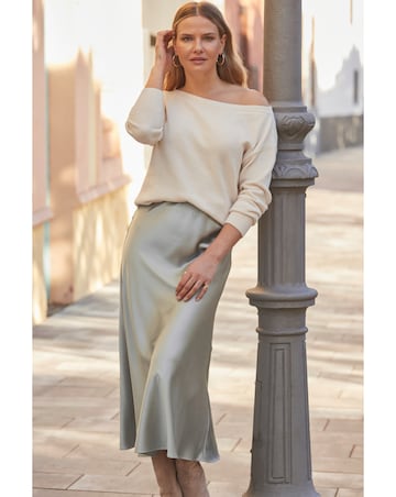 Sosandar Satin Midi Skirt