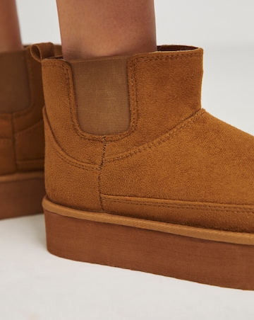 Edith Flatform Warm Lined Chelsea Snug Boots - Extra Wide Fit (EEE)