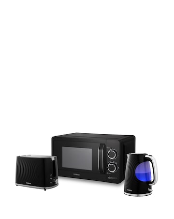 Tower Kettle, 2 Slice Toaster & Microwave Bundle Black
