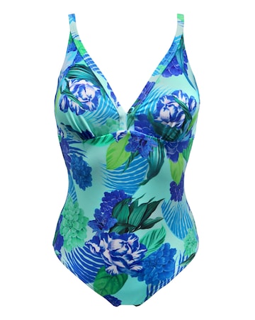 Pour Moi Carnival Tummy Control Swimsuit Aqua Tropic