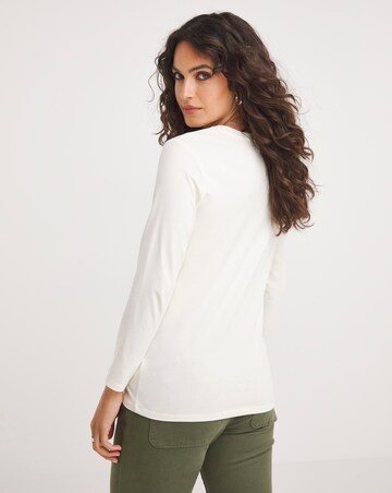 Cream Long Sleeve Crew Neck T-Shirt