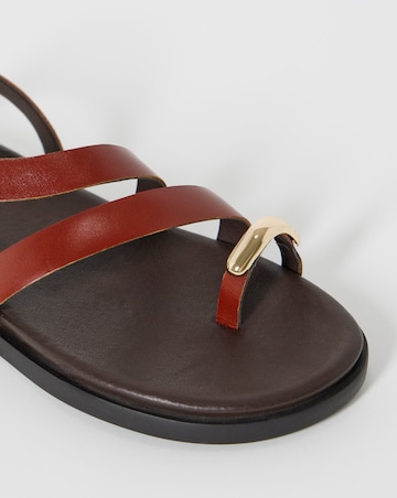 Carlota Leather Toe Hardware Footbed Sandals - Wide Fit (E)