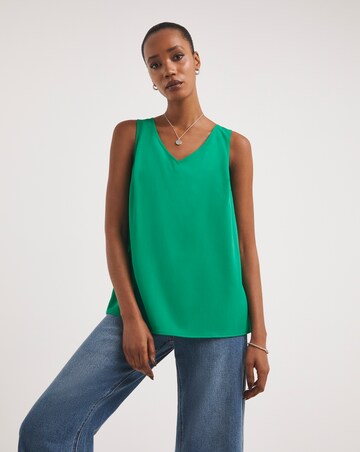 Green V Neck Woven Vest