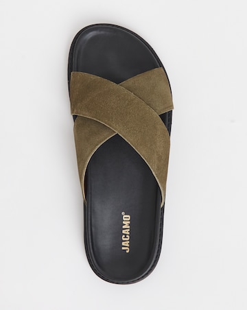 Cross Strap Suede Sandal Wide