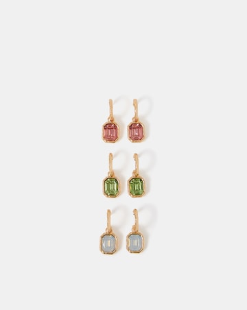 Accessorize 3-Pack Gem Drop Hoop Earrings