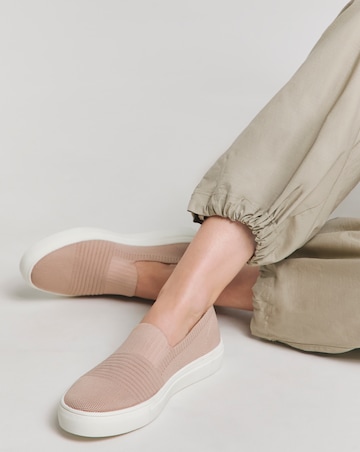 Felicity Stretch Textile Slip On Trainers - Wide Fit (E)