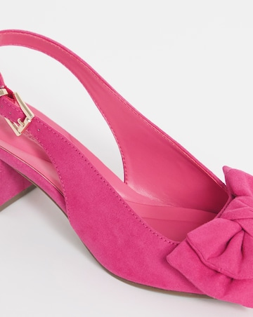 Gianna Low Block Heel Slingback With Bow - Wide Fit (E)