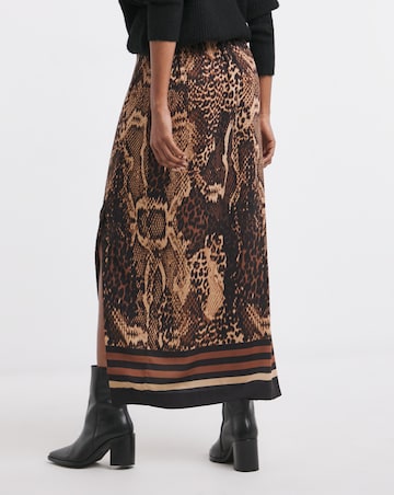 Animal Pull On Column Midi Skirt