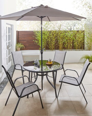 Malaga 4 Seater Dining Set with Parasol