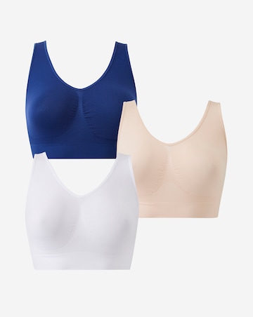 Pretty Secrets (3 Pack) Seamless Comfort Tops (Fits Up To D) Navy/Blush/White