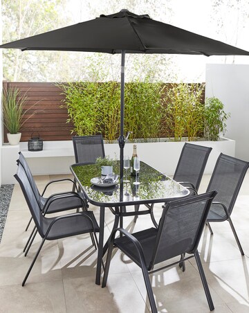 Malaga 6 Seater Dining Set with Parasol