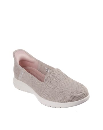 Skechers Taupe Slip In On The Go Shoe -Standard Fit (D)