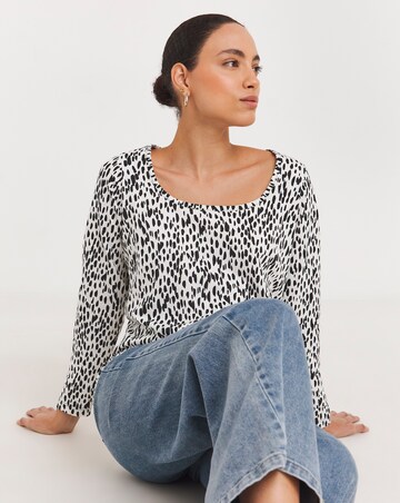 Animal Value Cotton Long Sleeve Square Neck Top