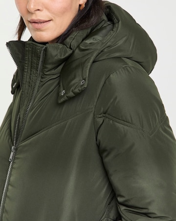 Dark Green Mid Length Padded Coat