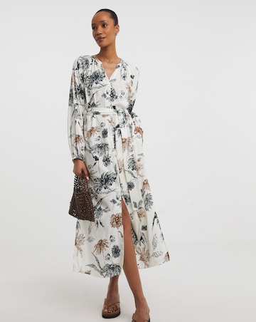 Printed Belted Kaftan Dress