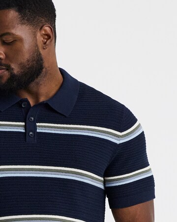 Jack & Jones Maine Knitted Stripe Polo - Navy