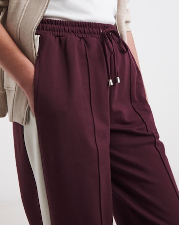Burgundy Side Stripe Wide Leg Joggers
