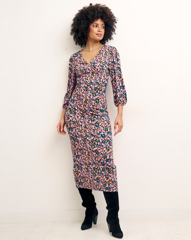 white christmas dresses All Clear Cream White Ditsy Floral Midi Dress – Shop the Mint main image 0