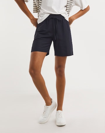 Navy Linen Mix Shorts