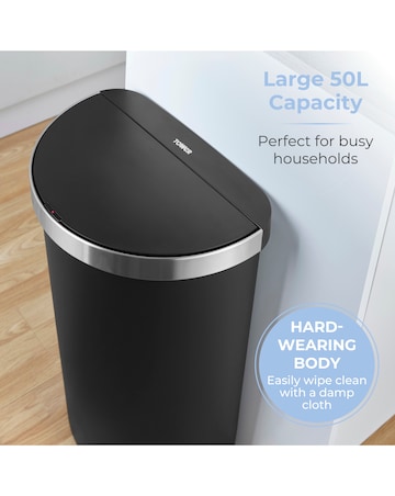 Tower Black 50L Curved Sensor Bin