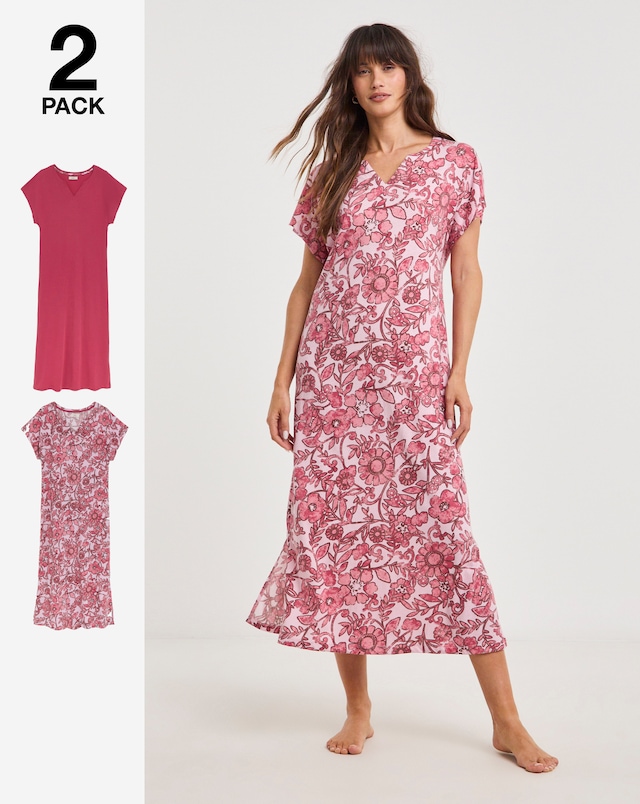 Julipa (2 Pack) Value Maxi Nighties Floral Print