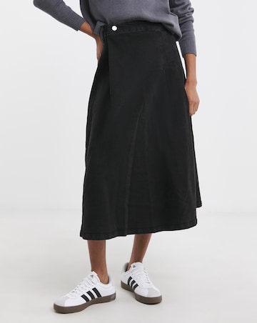 Denim Black Full Pleat Denim Skirt