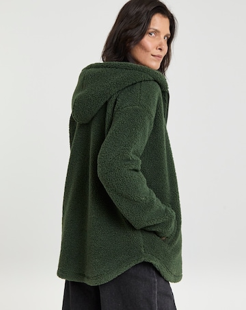 Borg Longline Zip Through Hoodie