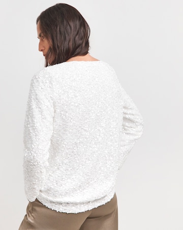 Sequin Boucle Slash Neck Top