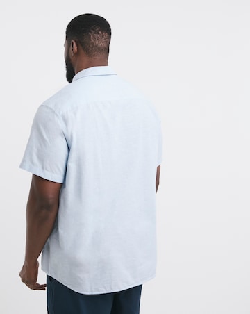 Jack & Jones Breeze Short Sleeve Linen Shirt - Blue