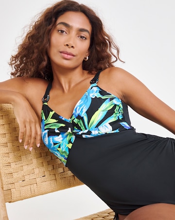 Fantasie Talm Beach Twist Front V Neck Adjustable Leg Swimsuit Black