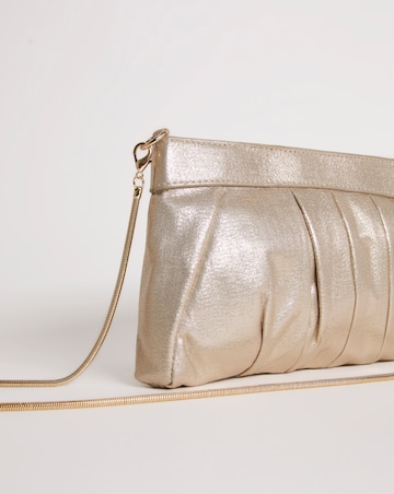 Gold Frame Detail Ruched Clutch Bag