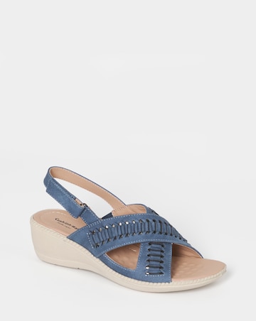 Cushion Walk Navy Woven Wedge Sandals - Wide Fit (E)