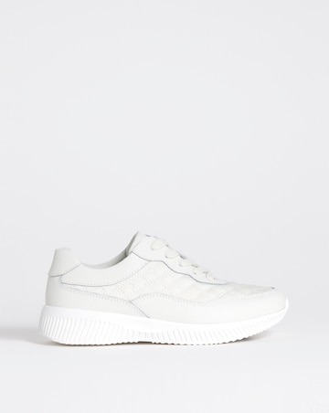 Heavenly Soles Rosetta Lace Up Patterned Leather Trainer - Wide Fit (E)