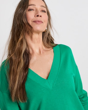 Green V Neck Slouch Tunic